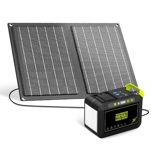 MARBERO 88.8Wh Portable Power Station with Solar Panel 21W Solar Generator with Panels Included AC Outlet 80W 120W Max Solar Power Bank for Camping Hiking Fishing Emergency Outdoor
