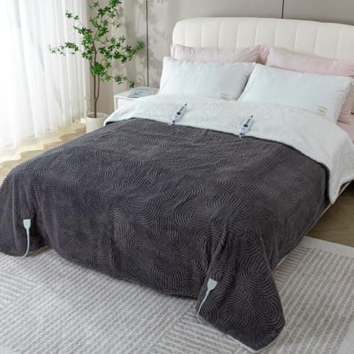 TiMiCalda Heated Blanket King Size - 100"x90" Cozy Soft Jacquard Heating Blanket with 4 Heat Levels & 10 Hours Auto-Off, Jacquard Fleece, Overheating Protection, Warm Gifts, Grey 8