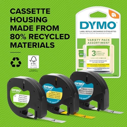 DYMO LetraTag 200B Bluetooth Compact Label Maker, Value Pack, Wireless Connection to iOS and Android, Includes 3 Assorted Label Tapes 7