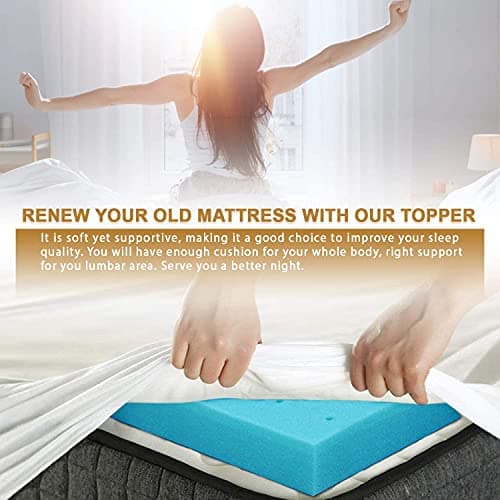 Nelaukoko Memory Foam 3 Inch Twin XL Topper, Single Extra Long Topper Foam Mattress Pad Gel Cooling Infused XLong Dorm Mattress 7