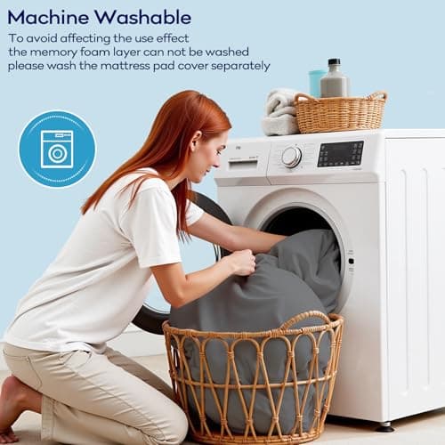 OLANLY Dual-Layer 4 Inch King Size Memory Foam Mattress Topper for Back Pain, 2 Inch Cooling Pillow Top Mattress Pad Cover and 2 Inch Gel Memory Foam Topper, Deep Elastic Pocket, Grey 7