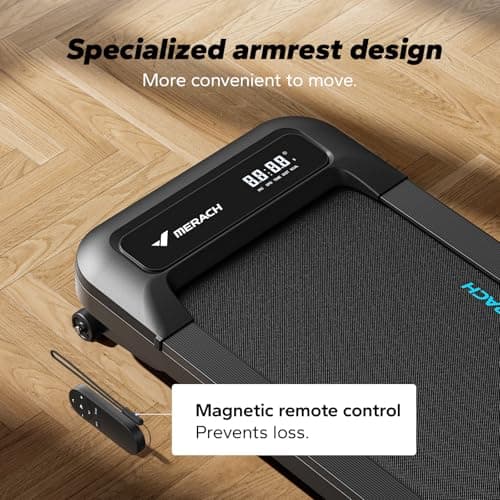 MERACH Walking Pad Treadmill with 9% Auto Incline, 2.5HP Quiet Brushless Under Desk Treadmills for Home & Office, Portable Small Treadmill with Magnetic Remote Control, APP, 3 Preset Programs 5