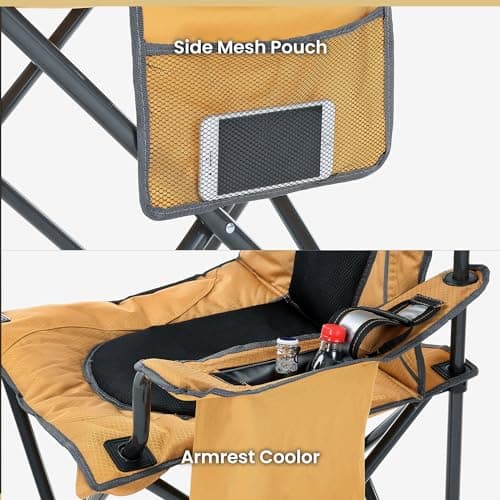 ARROWHEAD OUTDOOR Portable Folding Camping Quad Chair w/ 4-Can Cooler, Cup-Holder, Heavy-Duty Carrying Bag, Padded Armrests, Supports up to 330lbs 5