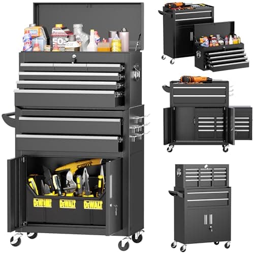 INTERGREAT Rolling Tool Chest with Wheels and 8 Drawers, Detachable Large Tool Cabinet with Lock for Garage, Locking Mechanic Tool Cart with Black Liner for Warehouse, Workshop, High Capacity