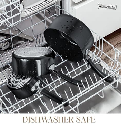 MICHELANGELO Nonstick Saucepan with Lid, Ceramic Sauce Pan Sets, Easy to Clean Sauce Pans, Multi-Purpose Cooking Pots, 1QT & 2QT & 3QT, Black 5