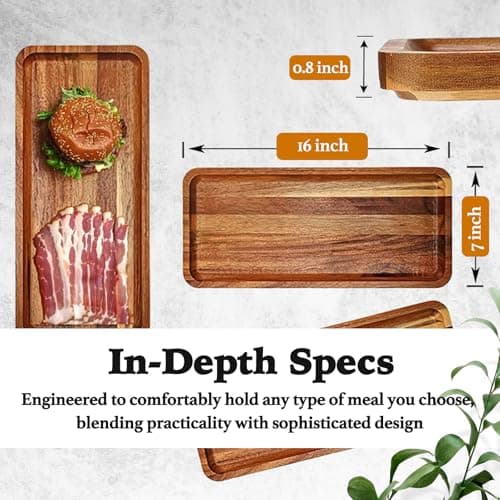 AZ-Homey Versatile Acacia Wood Serving Trays - Set of 3 Elegant Platters for Home Decor and Hosting - Perfect for Cheese, Fruit, and Charcuterie Presentation (Large) 7