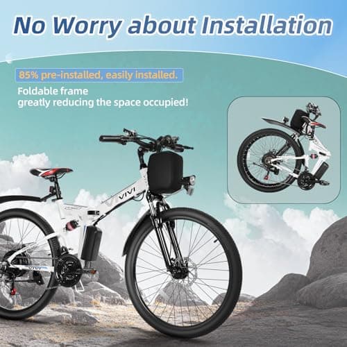 Vivi M026TGB Electric Bike 26" Electric Bike for Adults, Peak 750W Folding Electric Mountain Bike, 48V Removable Battery Ebike, 21 Speed Ebike, Top 22 Mph, Up to 50 Miles, SGS Certified to UL2849 7