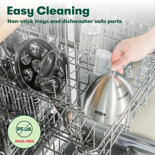 BELLA Rapid Electric Egg Cooker and Omelet Maker with Auto Shut Off, for Easy to Peel, Poached Eggs, Soft, Medium and Hard-Boiled Eggs, 7 Egg Capacity Tray, Single Tier, Black & Steel 5