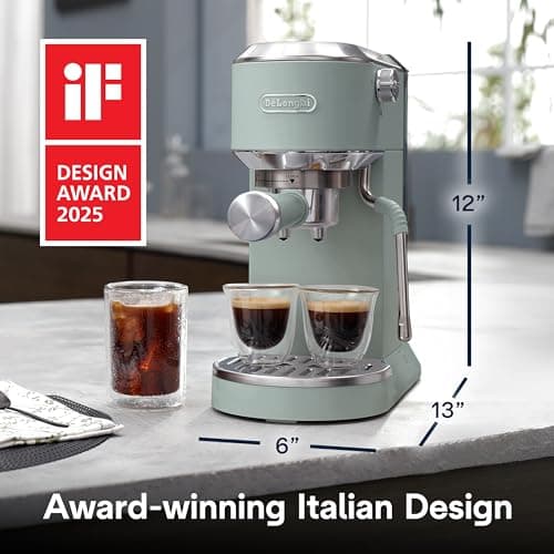 De'Longhi Dedica Duo Compact Espresso Machine - Cold Brew Coffee Maker with Milk Frother Wand- for Espresso, Hot & Iced Coffee, Cappuccinos, Lattes & Home Barista Brewing, Pistachio Green 9