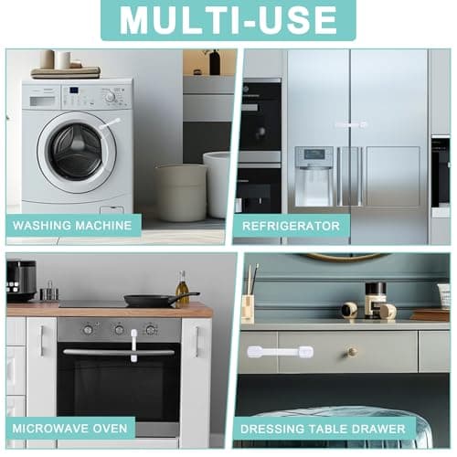 Cabinet Locks Baby Proofing -（8 Pack） Child Proof Cabinet Locks，Fridge，Oven ，Toilet Seat， Kitchen，Cupboard Appliance，Child Proof Door Lock - Multi Purpose Adjustable Strap No Drill No Screws 7