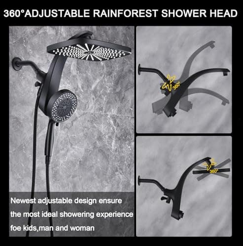 High Pressure Rain Shower Head: Upgrade Shower Heads with Handheld Spray Combo with Fixed Showerhead and 10 Sprays Handheld Shower Head, Detachable Showerheads Built-in Magnetic Docking and Power Jets 6