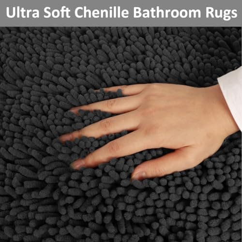 Bathroom Rugs Set Non Slip 3 Piece Bath Mat Washable Chenille Bath Rugs with PVC Backing Bath Carpet,Absorbent Bathroom Mats with Toilet Rug,Bath Mats for Bathroom,Bedroom, Kitchen,Tub,Home Decor 5