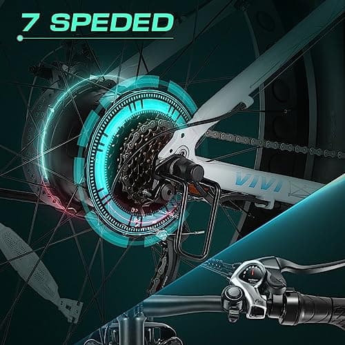 Vivi F26FUL Electric Bike Peak 1000W 26" x 4.0 Fat Tire Electric Bike with 48V 13Ah Removable Battery, 7Speed, Top 26Mph, Cruise Control, Up to 60 Miles, SGS Certified to UL2849 8