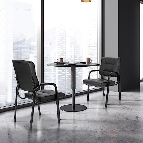 SUPER DEAL Office Guest Chair Bonded Leather Executive Side Chair Reception Chair with Solid Metal Frame Home Office Furniture 6