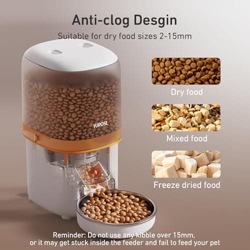 Automatic Cat Feeder - 4L Timed Auto Pet Feeder for Cat and Dog with Dry Food Dispenser, 180-day Battery Life, 1-6 Meals Per Day, 1-16 Portion, Desiccant Bag Keeps Food Fresh 5