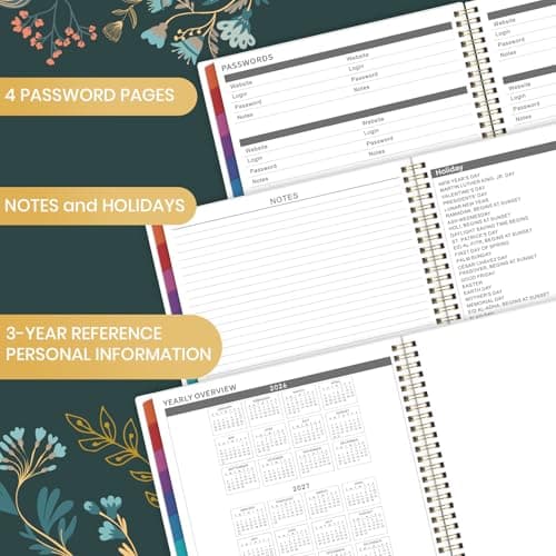 2026-2027 Monthly Planner - Planner 2026-2027, Monthly Calendar 26-27, Jul. 2026 - Dec. 2027, 9" x 11", 18 Month with Colourful Tabs & Pocket, Flexible Cover, Twin-Wire Binding, Thick Paper - Green 5