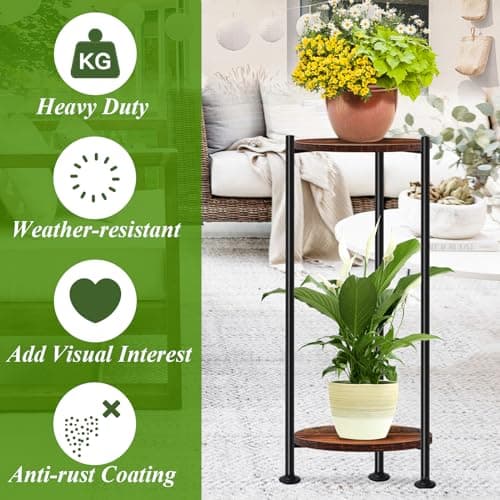 Lilybud--lily Plant Stand Indoor Outdoor, 30'' Tall Plant Stands for Indoor Plants, Heavy Duty Indoor Plant Shelf, 2 Tier Flower Stand for Living Room, Balcony, Deck 5