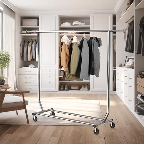 Simple Houseware Supreme Commercial Grade Clothing Garment Rack, Holds Up to 250 lbs, 50 to 75 Inches Extendable Rod, Chrome 5