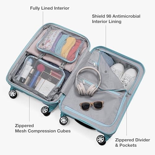 Traveler's Choice Pagosa Hardshell Expandable Luggage with Spinner Wheels, Baby Blue, 22-Inch Carry-on 8