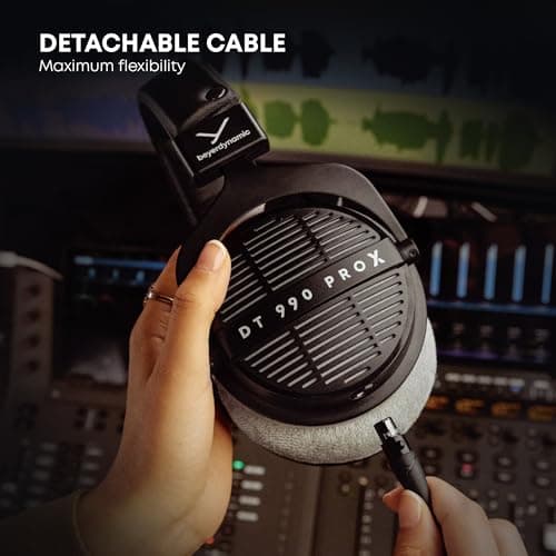 beyerdynamic DT 990 Pro X 48 ohm Wired Over-Ear, Open Back Professional Recording Studio Monitor Headphones for Mixing, Editing, Critical Listening, DJ Stereo Headsets, Made in Germany, Black w/Gray 7