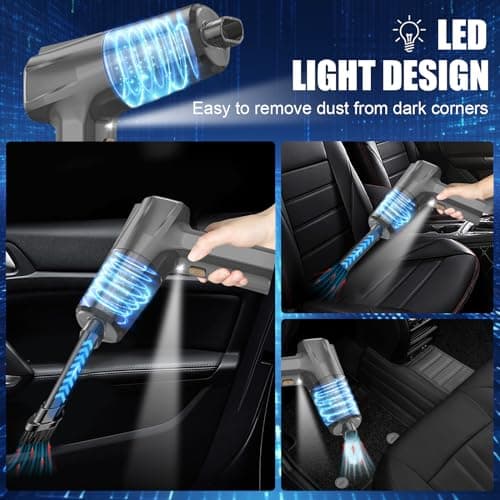 DERJLY Handheld Vacuum Cleaner Car Cordless: Mini Rechargeable Hand Vacuum with Powerful Suction - Wireless Portable Small Vacuum for Carpet Car - Black 5
