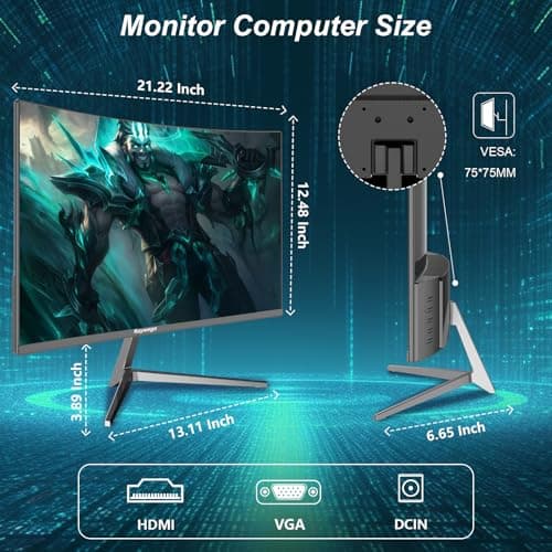 Raywego 24 inch Curved Monitor 100Hz FHD 1920x1080p Refresh Rate 16:9 Aspect Ratio Ergonomic Tilt & VESA Compatible - Home Office Gaming Monitor Sync Visual Experience for Work & Play 8