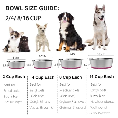 WEDAWN Deep Stainless Steel Non-Skid Dog and Food Bowls, Each Holds Up to 2 Cups, Set of 2 Packs(5.5 x 1.9 Inches) 5