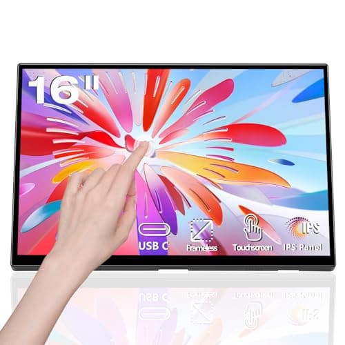 Akntzcs 16 Inch HD 1920x1200P Touch Screen USB-C Monitor IPS Display, 300cd/m, External Portable Monitor for PC Laptop Phones Computer Ras Pi, Built-in Kickstand, Black