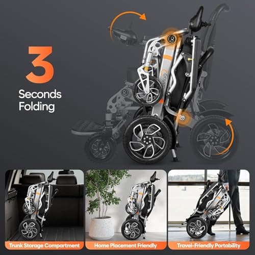 35 Miles Long Travel Range, CONVYU Electric Wheelchairs for Adults, Power Wheelchair for Seniors, 700W Motor, 120W Fast Charge,Lightweight Foldable All Terrain Motorized Wheelchair, Airline Approved 9