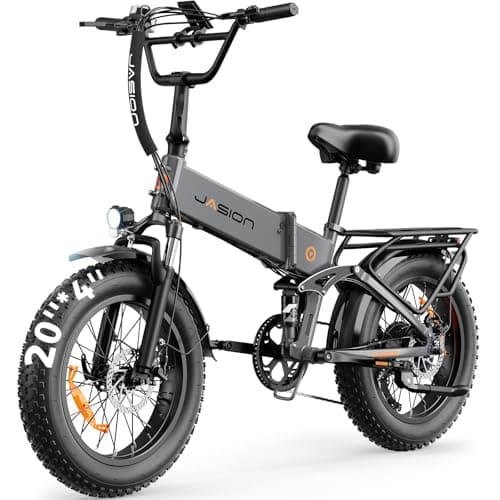 Jasion X-Hunter Electric Bike for Adults,1400W Peak Motor 30MPH Max Speed 48V 13AH Removable Battery,Full Suspension System,20''*4.0 Fat Tire Foldable Ebike 7-Speed Electric Bicycle