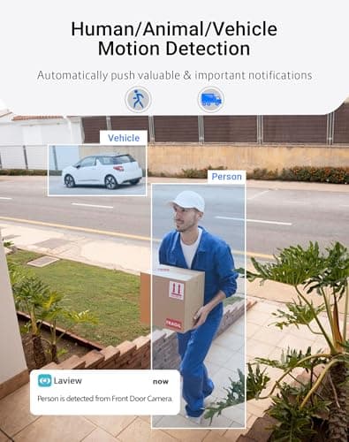 LaView 4K Outdoor Security Cameras,8MP HD Cameras for Home Security with AI Human Detection,IP65 Waterproof,2-Way Talk,Clear Night Vision,2.4G WiFi,SD Card Slot&US Cloud Storage,Work with Alexa(4pcs) 6