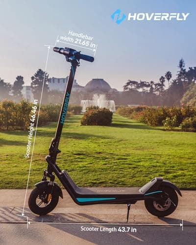 HOVERFLY X3 Electric Scooter for Adults, 10" Solid Tire, Max 18 Mile Range and 20Mph Speed, 500W Motor, with Front Dual Suspension Electric Code Lock, UL2272 Certified Foldable Commuting Escooter 8