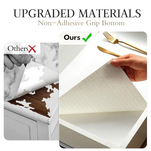 Beautysaid Shelf and Drawer Liner for Kitchen Cabinet, Non Adhesive Non Slip Shelf Paper Waterproof Washable Thickened for Dresser Pantry Shelve Bathroom Protector Liner(White,12 in x 10 FT) 8