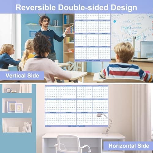 32" x 48" 2026 Wall Calendar, Folded Wet & Dry Erase Wall Calendar 12 Month, Yearly Laminated Wall Calendars, Reversible Annual Planner, Horizontal/Vertical, with Julian Dates 7