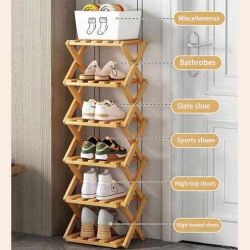 Akloya Vertical Narrow Shoe Rack, 7 Tier Portable Folding Shoe Storage Rack, Without Installation Free Standing Shoe Rack for Corridors, Bedrooms Living Room Corner and Small Spaces (7 Tier) 6