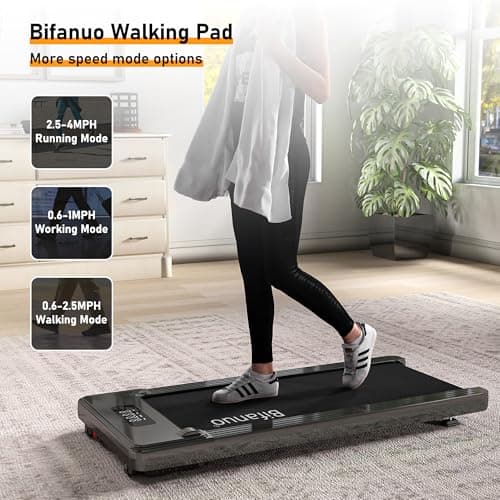 Bifanuo Walking Pad - Under Desk Treadmill for Home/Office, Portable with Remote Control LED Display - Ideal for Fitness Enthusiasts (TM008 Deep Black) 7