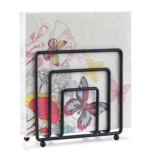 Napkin Holder for Table, JJOO Black Napkin Holders for kitchen, Napkins Holder Dispenser for Indoor & Outdoor Table (Metal, Black)