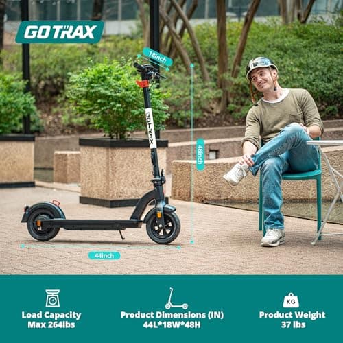 Gotrax G4 Electric Scooter, 10” Solid Tires, Max 25 Mile Range and 20Mph Power by 500W Motor, Double Anti-theft Lock, Bright Headlight and Taillight, 500W Foldable E Scooter for Adults 8