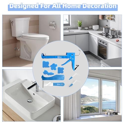 Caulk Gun,No-drip Silicone Caulking Gun Kit and Caulking Tools, Sealant Tools Grout Scraper For Kitchen Bathroom Sink Joint,With Gift Box Works 10OZ Tubes 5