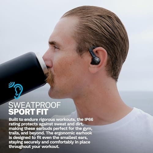 JLab Epic Air Sport ANC 3 True Wireless Bluetooth Earbuds for Active Workout, Hybrid Dual Drivers for Premium Sound, Hi-Res Audio, Spatial Audio, AAC, Sweatproof, 12+ Hours Playtime, Google Fast Pair 6