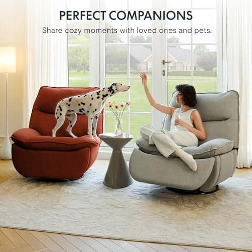 FLEXISPOT XRC7 Swivel Rocker Recliner Chair, 360° Swivel Oversized Armless Recliner with Oeko-TEX Certified Three-Proof Fabric, Award-Winning Design, Gaming Chair for Living Room Gaming Room, Orange 9