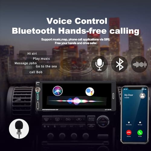 [Wireless] Alondy Single Din Car Stereo with 6.9" Touchscreen Compatible with Apple CarPlay/Android Auto Bluetooth AM/FM Radio Type-C USB 2.1A Fast Charge Rear View Camera Mic 5
