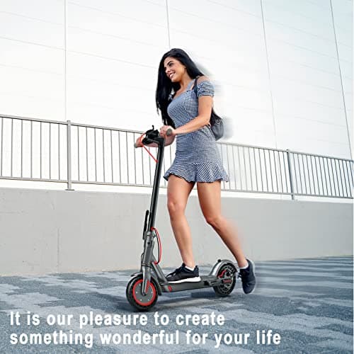 Electric Scooter for Adults - 8.5" Solid Tires/350W Motor, 19 MPH Digital Display, Up to 21 Miles Long-Range Commuting Foldable E-Scooter with Dual Braking System and App Control 7