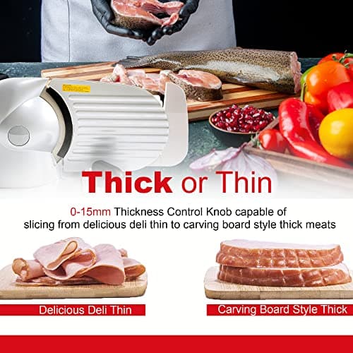 Kitchener Meat Slicer for Deli Cuts, Bread, & Cheese, Electric, 7.5" Stainless Steel Blade, Safety Guard, 120VAC Belt Driven 7