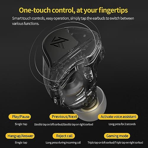 KZ VXS Pro True Wireless Sound Isolation Earbuds, QCC5171 aptX Lossless Bluetooth 5.3 Headphones, 10mm Drivers with Big Bass, Built-in Mic in-Ear Earphones 32H Playtime 3