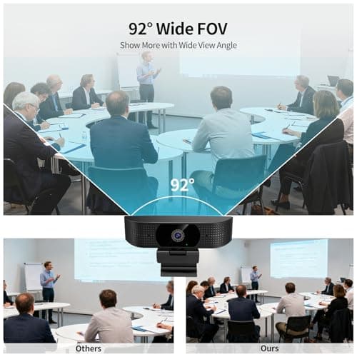 1080P Wireless Webcam for PC, Webcam with Noise-reducing Mic, 92°FOV，360° Rotation, Plug and Play, Wireless Camera Works with Skype, Zoom for indoor and outdoor Conference meetings, video calls 5