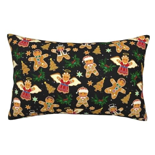 yhogxte Christmas Gingerbread Man Pillow Cases 20"x30" with Hidden Zipper Pillow Case Soft Breathable Rectangular Pillow Covers Pillowcase with Christmas Gingerbread Man on it