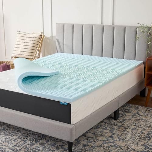 LUCID 2 Inch Gel Memory Foam Mattress Topper, Queen size – 5 Zones – Cooling Gel Infusion – CertiPur Certified Foam