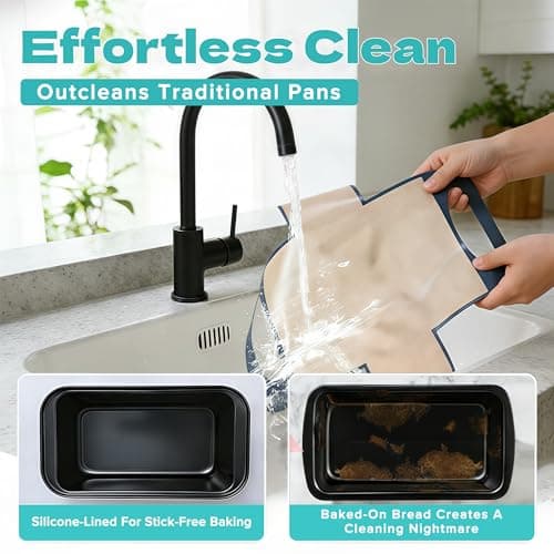 9 x 5 Loaf Pan Set with Silicone Bread Sling – 2 Bread Pans + 2 Nonstick Loaf Liners for Homemade Baking, Sourdough, Banana Bread, Sandwich Loaves – Rectangular Baking Tray for Kitchen Home Baker 7