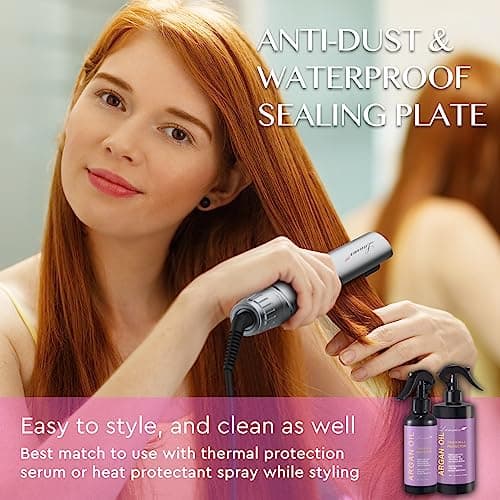 LANVIER Hair Straightener Flat Iron, 2 in 1 Hair Straightener and Curler, Nano Silver Tourmaline Titanium Ceramic Flat Iron, 15s Fast Heating, Rotating Temp Dial, Smart LED, Dual Voltage Hair Styler 7